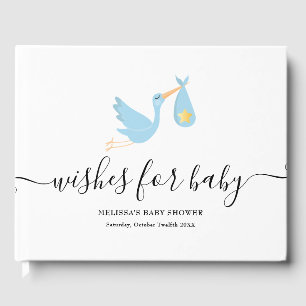 Livre D'or Vœux pour la Baby Shower Baby Boy Stork Star Bleu