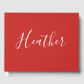 Livre D'or Votre script blanc personnalisé en rouge (Recto)