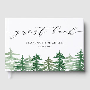 Livre D'or Watercolor À feuillage persistant Forest Mariage d