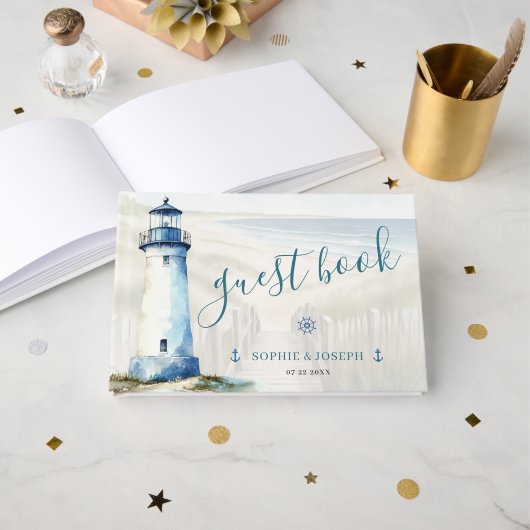 Livre D'or Watercolor Coastal New England Wedding (Recto ouvert)