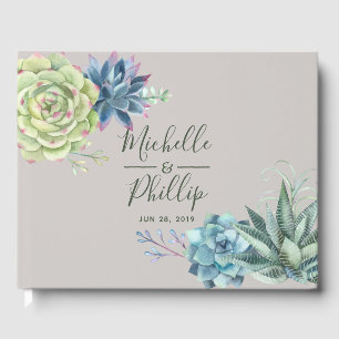Livre D'or Watercolor Desert Cactus Succulents Mariage
