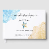 Livre D'or Watercolor Ocean Blue Sand 🌊 Beach Mariage (Recto)