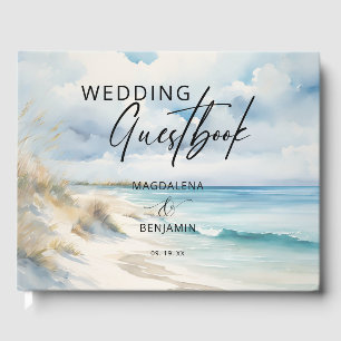 Livre D'or Watercolor Ocean Coastal Sur la plage Mariage