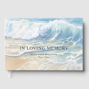 Livre D'or Watercolor Sea Ocean Waves Funeral