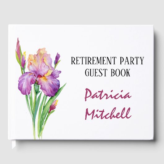 Livre D'or Watercolor Spring Iris Flowers Retraite Party (Recto)