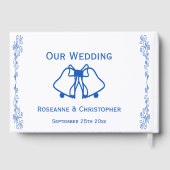 Livre D'or Wedding Guest Book Blue Sapphire Bells Scrollwork (Verso)