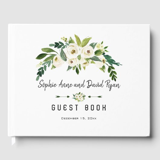 Livre D'or Wedding planner floral à floraison blanche moderne (Recto)