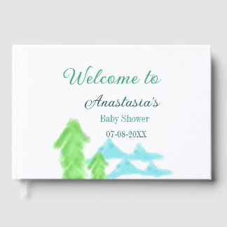 Livre D'or welcome to baby shower name blue green tree hill 