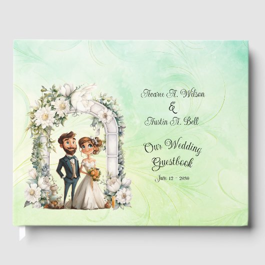 Livre D'or Whimsical Bride Mariage Arch Blue Green (Recto)