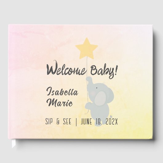 Livre D'or Whimsical Elephant Sip & See Party (Recto)