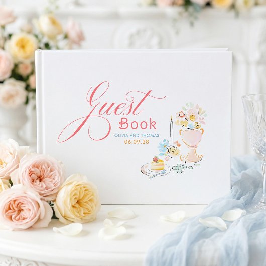 Livre D'or Whimsical Funky Floral Quirky Hand Drawn Wedding