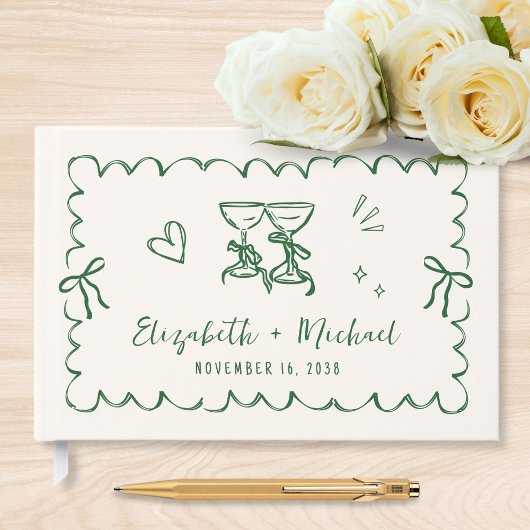 Livre D'or Whimsical Wavy Frame Hand Drawn Wedding