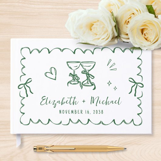 Livre D'or Whimsical Wavy Frame Hand Drawn Wedding
