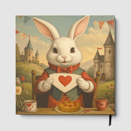 Livre D'or Whimsical White Rabbit Hearts Enchanted Wonderland (Verso)