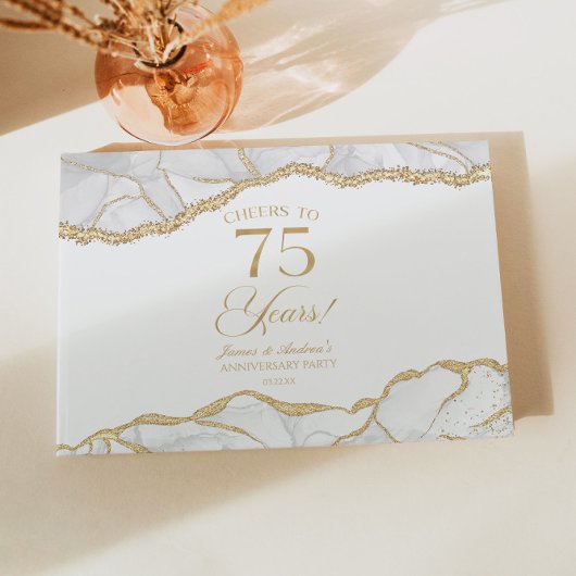Livre D'or White Gold Agate 75th Wedding Anniversary Party
