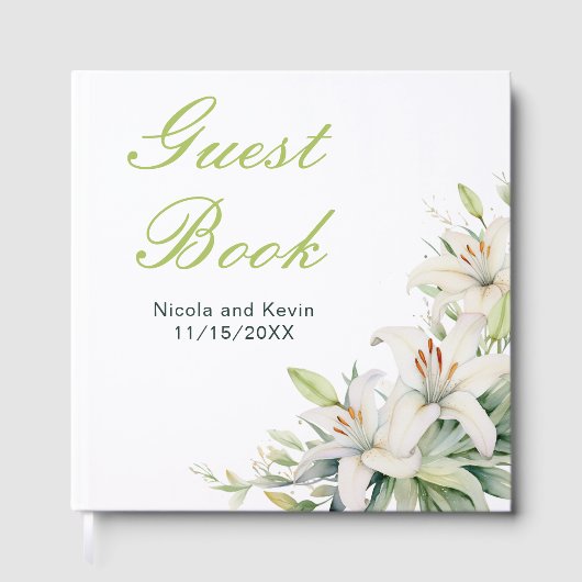 Livre D'or White Lily Flowers Wedding (Recto)