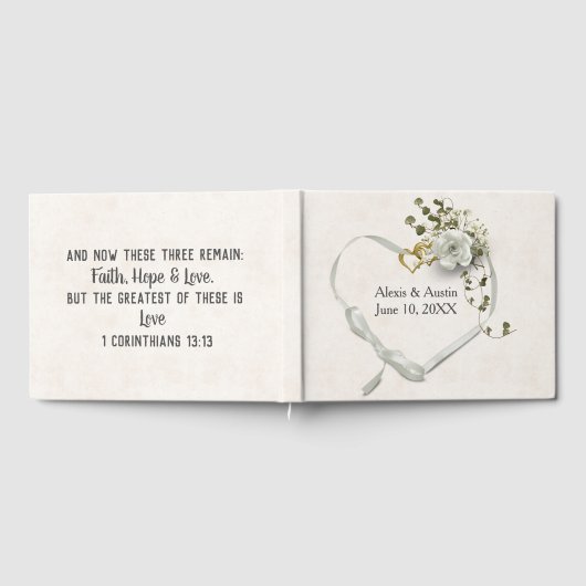 Livre D'or White Rose and Heart With Scripture Verse (Complet)