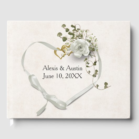 Livre D'or White Rose and Heart With Scripture Verse (Recto)