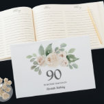 Livre D'or White Rose Botanical 90th Birthday Party<br><div class="desc">De jolies roses blanches sont nichées dans un feuillage vert doux d'eucalyptus pour créer un arrangement floral élégant.</div>