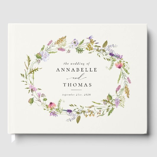 Livre D'or Wildflower Garden Wreath Greenery Wedding (Recto)