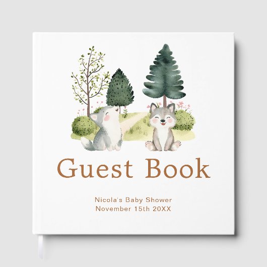 Livre D'or Woodland Wolf Baby Shower (Recto)