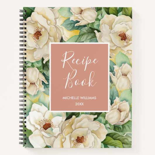 Livre moderne Rose Gold Magnolia Nom floral (Devant)