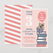 Livre rose Anniversaire Fête Lecture Invitation (Devant / Derrière)