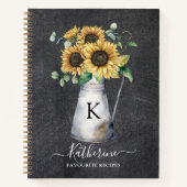 Livre Rustique Monogramme tournesol noir Recette L (Devant)