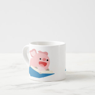 Livre volant et caricature Cochon Espresso Mug