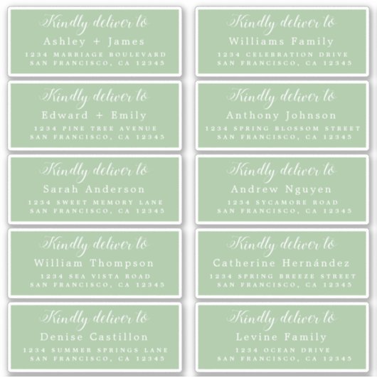 Livrer au Mariage de calligraphie Étiquette de adr (Devant)