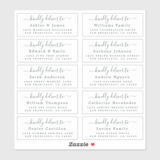 Livrer au Mariage de calligraphie Étiquette de adr (Feuille)