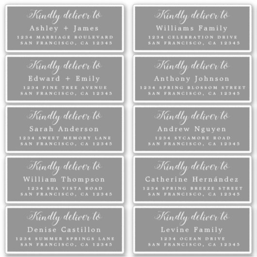 Livrer au Mariage de calligraphie Étiquette de adr (Devant)