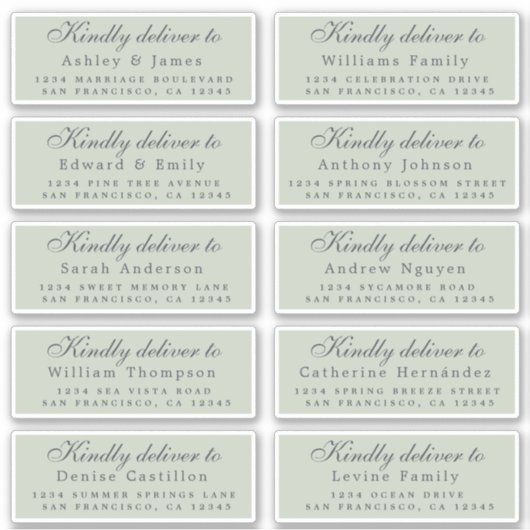 Livrer au script d'adresse invité Étiquettes verts (Devant)