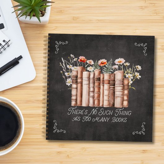 Livres avec Fleurs et Citation sur Cahier Noir