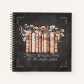 Livres avec Fleurs et Citation sur Cahier Noir (Devant)