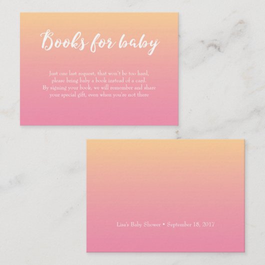 Livres baby showers pour cartes pour filles (Devant / Derrière)