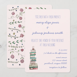 Livres & Blossoms Invitations de mariage