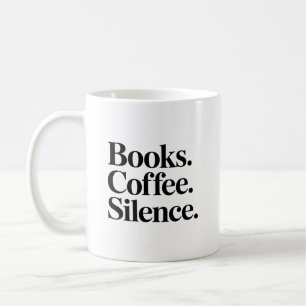 Livres. Café. Silence. Mug pour amateur de livres