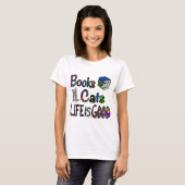 Livres Chats Vie Est Bon T-shirt (Devant entier)