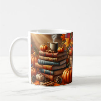 Livres de la récolte d'automne et emballage de mug