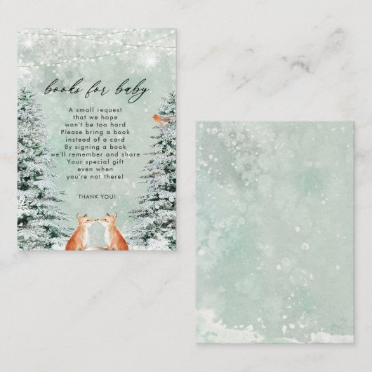 livres de renard de forêt d'hiver pour la carte de (Devant / Derrière)