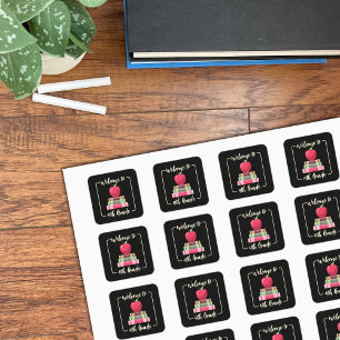 Livres de retour à l'école Autocollants noirs Carr