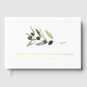 Livres d'hôtes mariages Aquarelle Botanique Olive