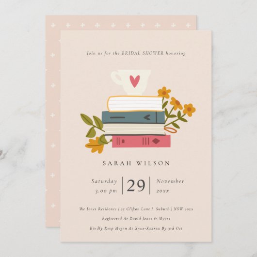 Livres empilés vierges Invitation Fêtes des mariée (Devant / Derrière)