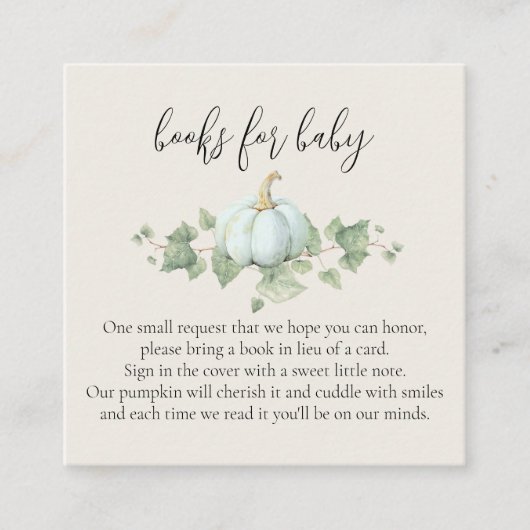 Livres en Baby shower Citrouille bleu pour cartes (Devant)