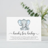 Livres en bleu éléphant pour carte Baby shower (Debout devant)