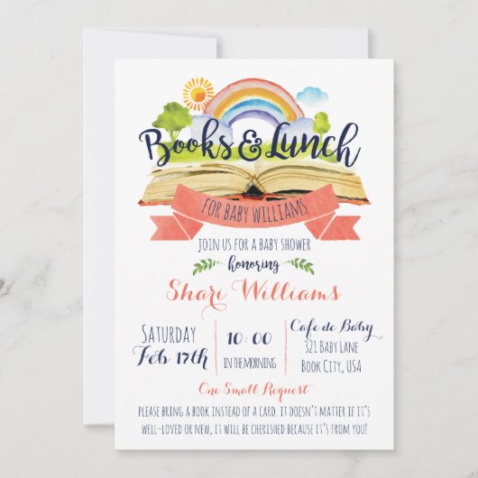 Livres et Baby shower déjeuner Invitation (Devant)