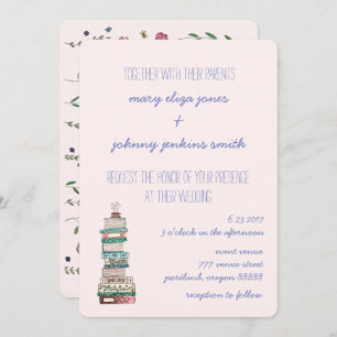 Livres et Blossoms Invitations de mariage