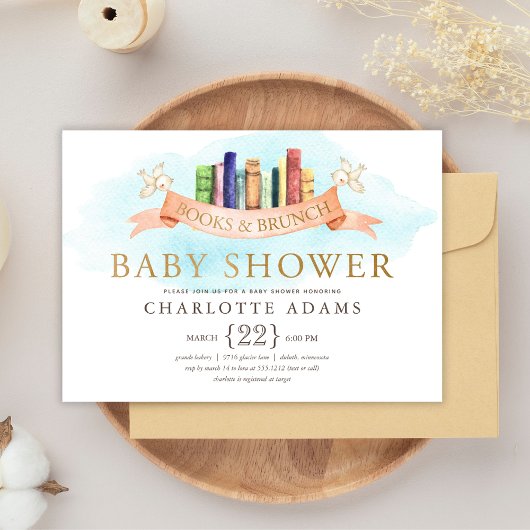 Livres et Brunch Baby shower Invitation