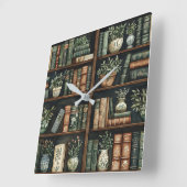 Livres et fleurs Horloge murale (Angle)